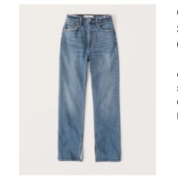 Abercrombie & Fitch Denim - Abercrombie & Fitch Curve Love Ultra High Rise Straight Split Hem Denim Jeans